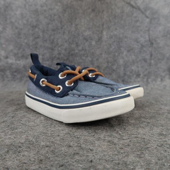 Old Navy Boat Shoes Baby Toddler Boys 6 Slip On Casual Chambray Nautical Preppy - Picture 1 of 12